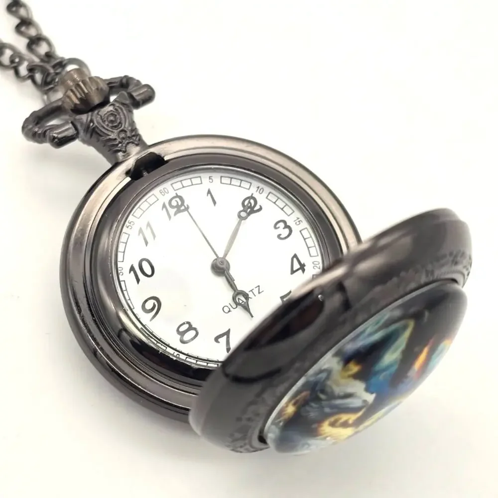 Celestial Yin Yang Dragon Pendant Pocket Watch – Fantasy Necklace Gift